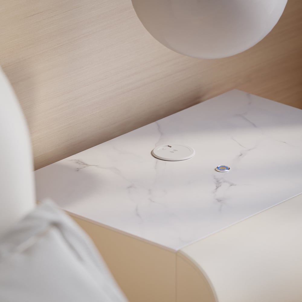 Humply Leather 2-Drawer Smart LED Nightstand window image