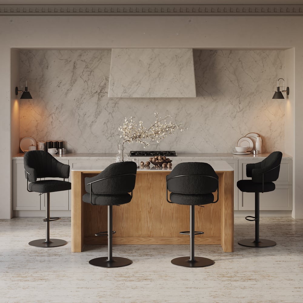 Modern Boucle Adjustable Counter Stool with Swivel Base window image