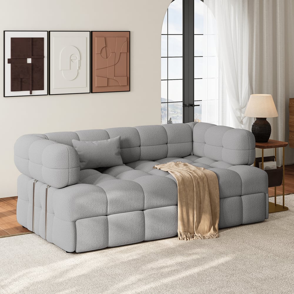 1670mm Boucle Convertible rozkładana sofa rozkładana kanapa 2-osobowa obraz okna