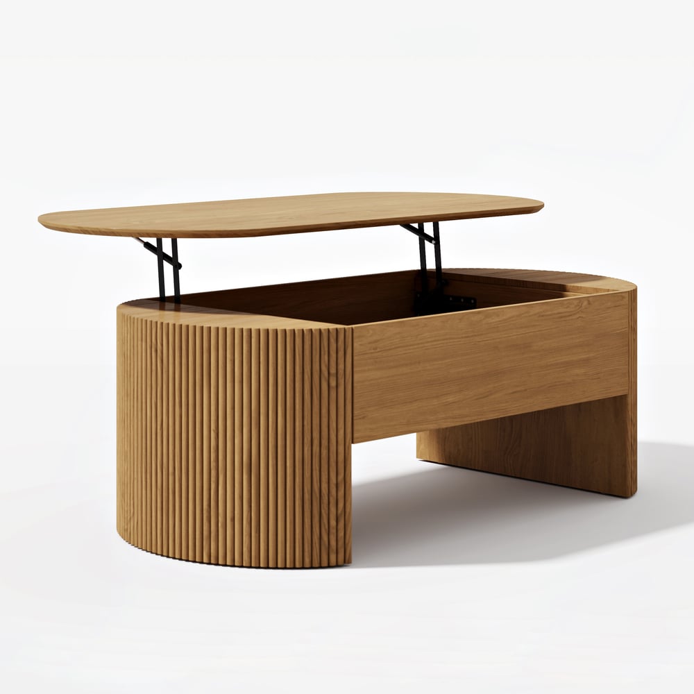 Table basse ovale à plateau relevable naturel de 1200 mm, moderne du milieu du siècle image de fenêtre