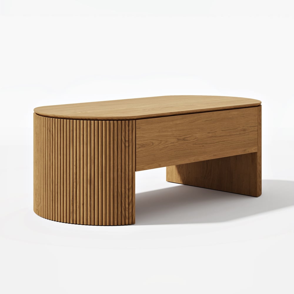 Table basse ovale à plateau relevable naturel de 1200 mm, moderne du milieu du siècle image de fenêtre