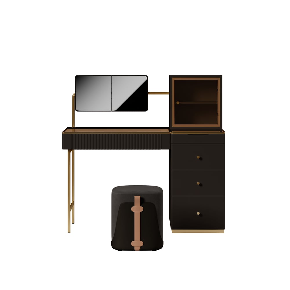 Ensemble de maquillage Chanor, coiffeuse à miroir avec rangement pour bijoux, armoire et tabouret image de fenêtre