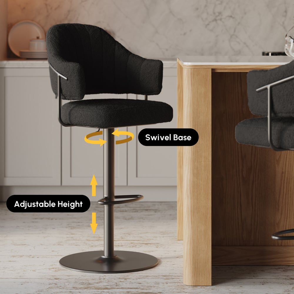 Modern Boucle Adjustable Counter Stool with Swivel Base window image