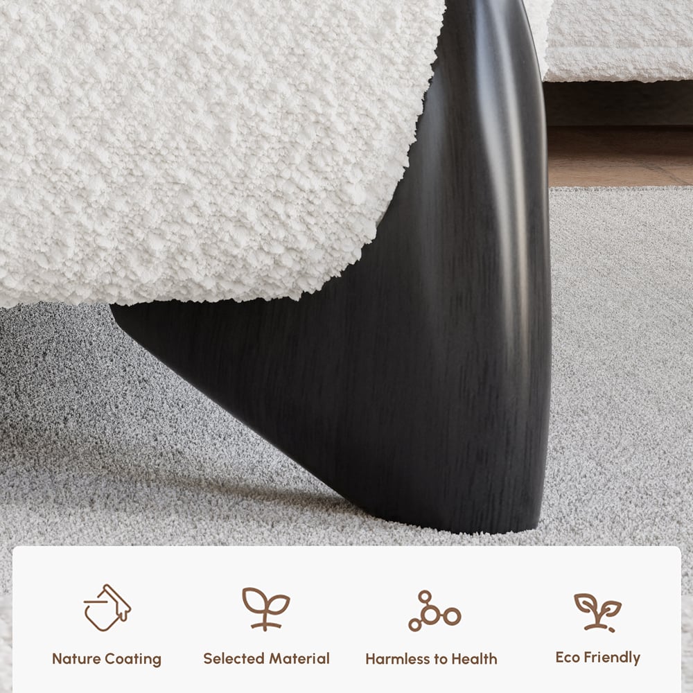 Curva Boucle King Upholstered Platform Bed with Walnut Legs window image