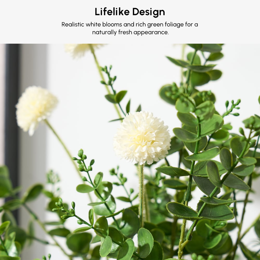 22.8" Artificial Floral Arrangement with Silver Electroplated Ceramic Vase window image