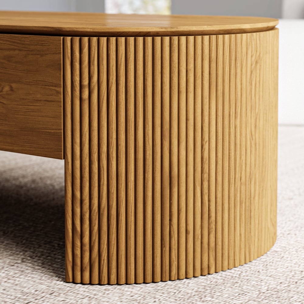 Table basse ovale à plateau relevable naturel de 1200 mm, moderne du milieu du siècle image de fenêtre