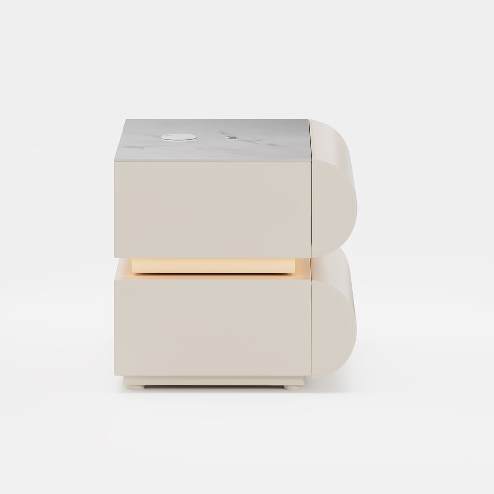 Humply Leather 2-Drawer Smart LED Nightstand window image