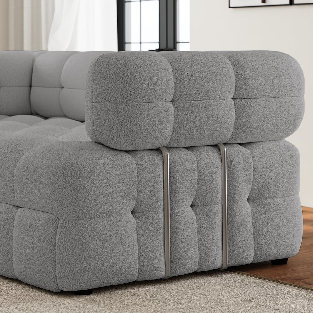1670mm Boucle Convertible rozkładana sofa rozkładana kanapa 2-osobowa obraz okna
