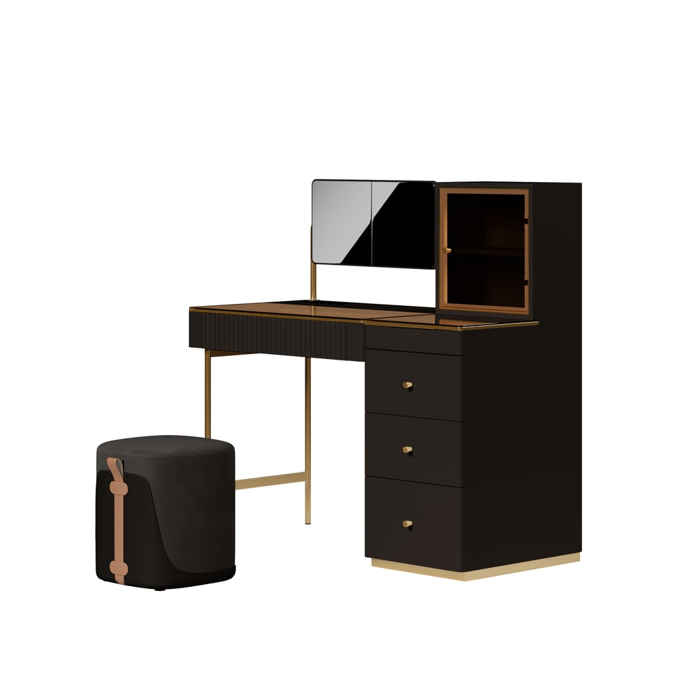 Ensemble de maquillage Chanor, coiffeuse à miroir avec rangement pour bijoux, armoire et tabouret image de fenêtre