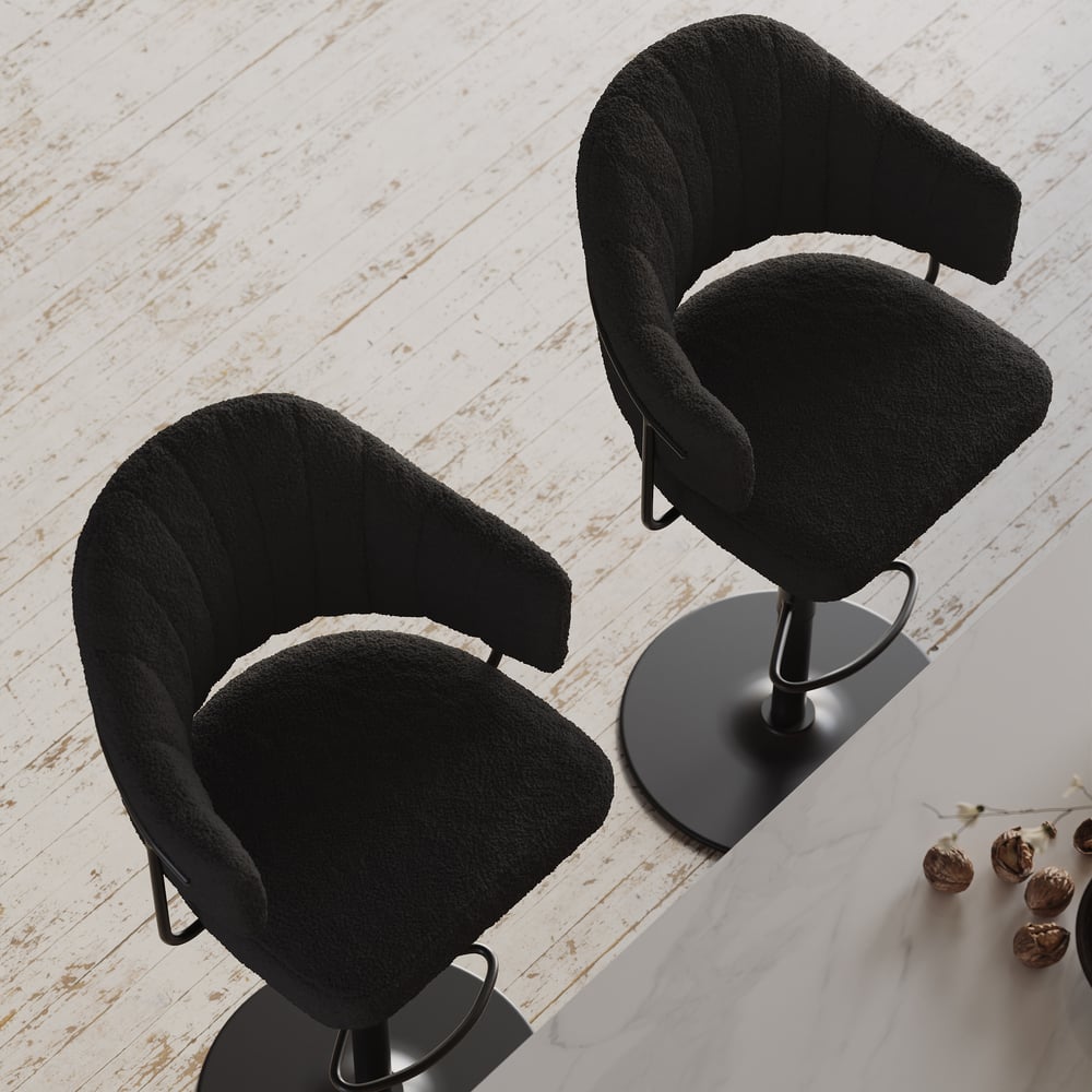 Modern Boucle Adjustable Counter Stool with Swivel Base window image