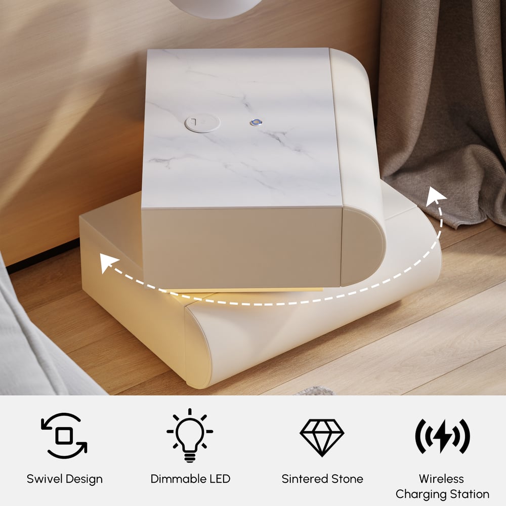 Humply Leather 2-Drawer Smart LED Nightstand window image