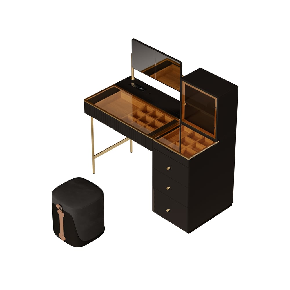 Ensemble de maquillage Chanor, coiffeuse à miroir avec rangement pour bijoux, armoire et tabouret image de fenêtre