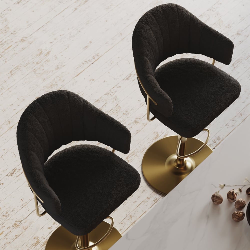 Modern Boucle Adjustable Counter Stool with Swivel Base window image