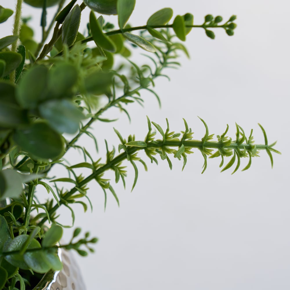 22.8" Artificial Floral Arrangement with Silver Electroplated Ceramic Vase window image