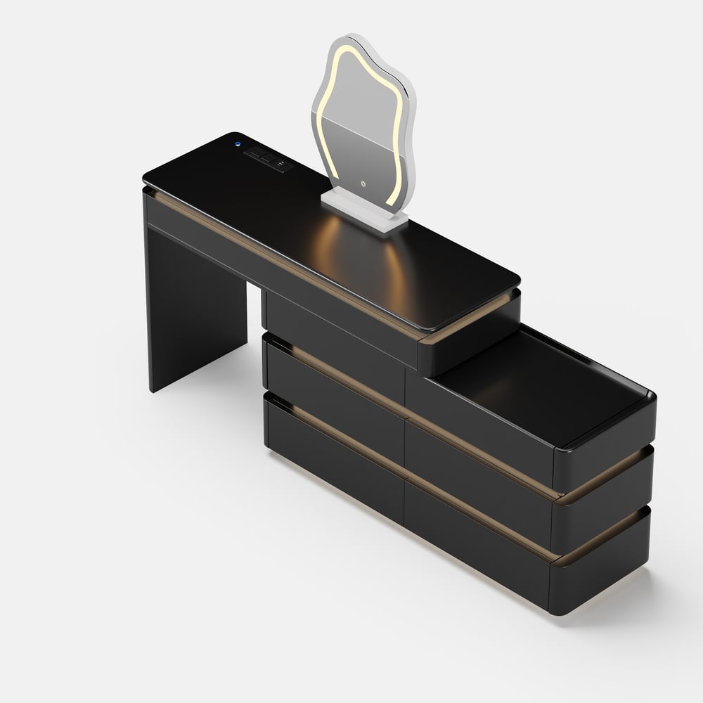 Penteadeira retrátil Lumio 1200 mm Smart Makeup Vanity com espelho e luzes Imagem da janela