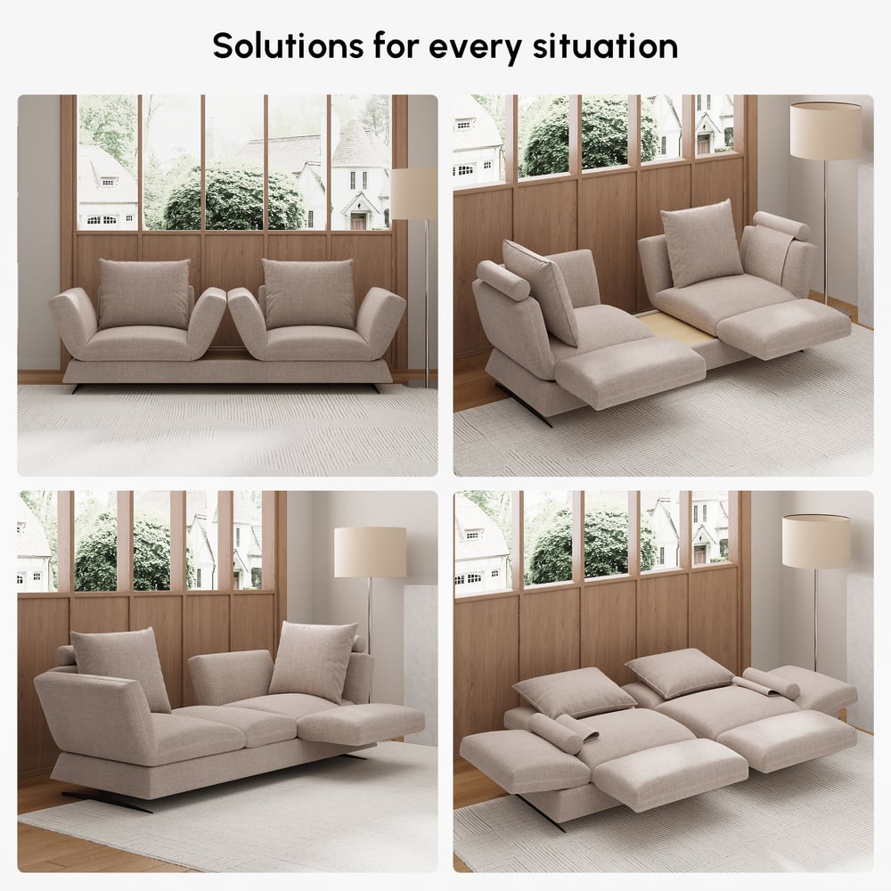 2130 mm draaibare converteerbare slaapbank van katoen en linnen Vensterafbeelding