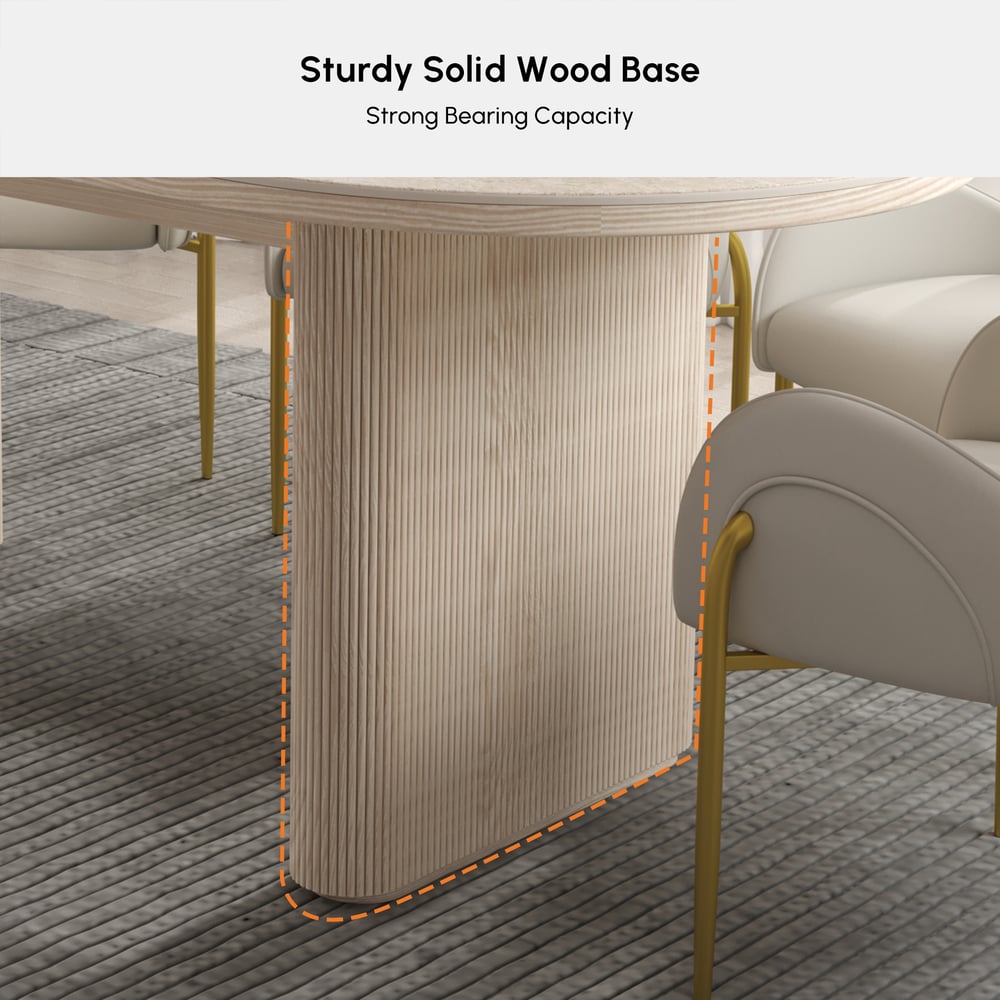 79''-95'' Oval Extendable Sintered Stone Top Dining Table Matte Travertine Seats 6-10 window image