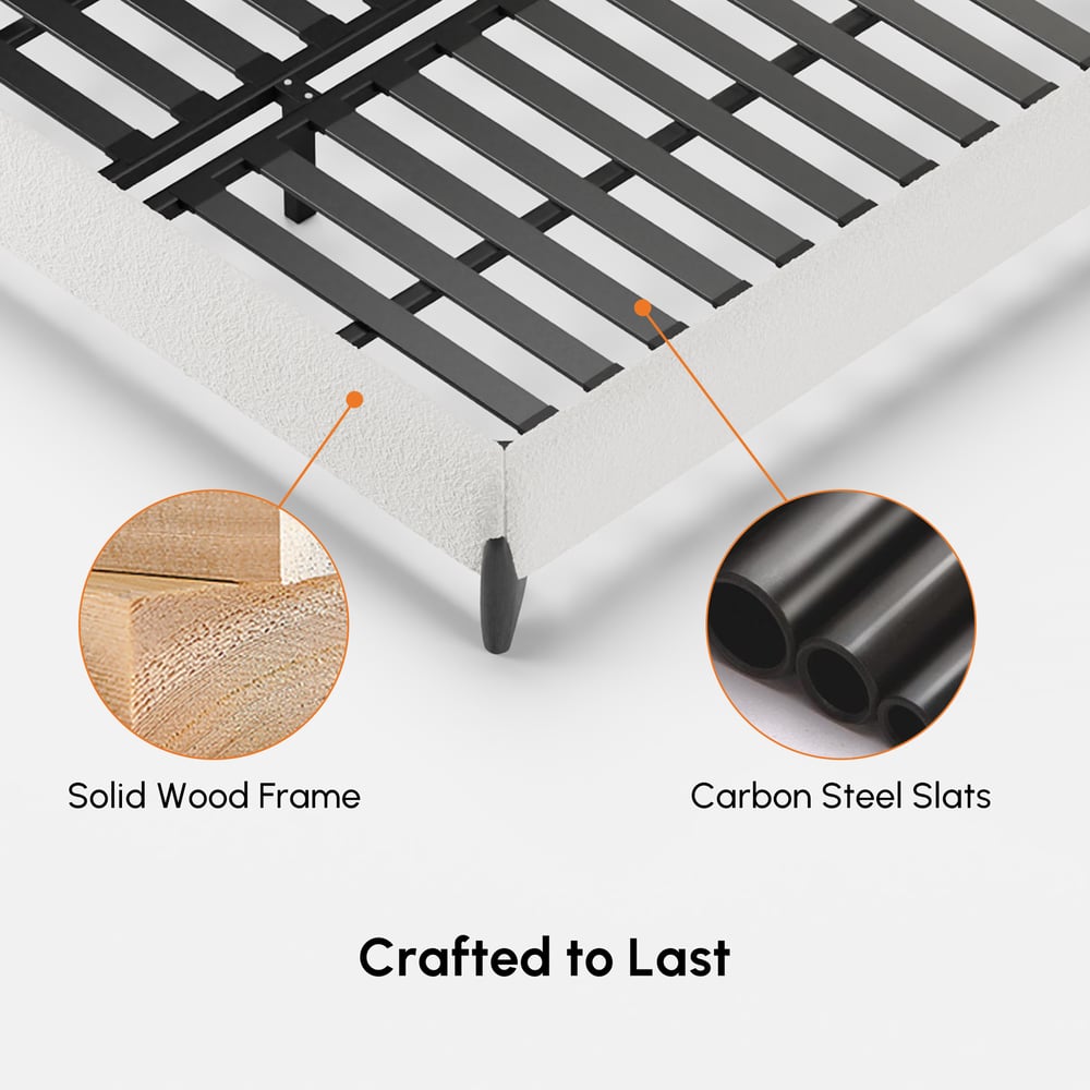 Curva Boucle King Upholstered Platform Bed with Walnut Legs window image