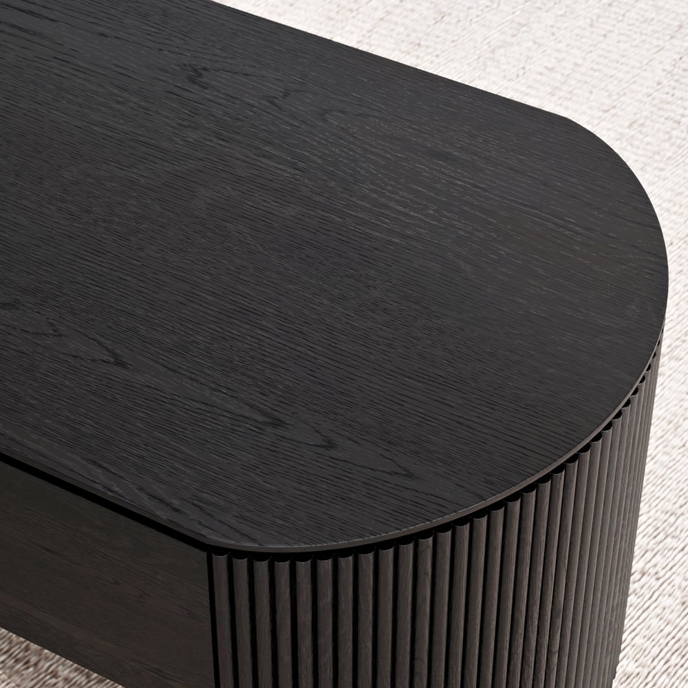 Table basse ovale noire moderne du milieu du siècle avec plateau relevable de 1200 mm image de fenêtre