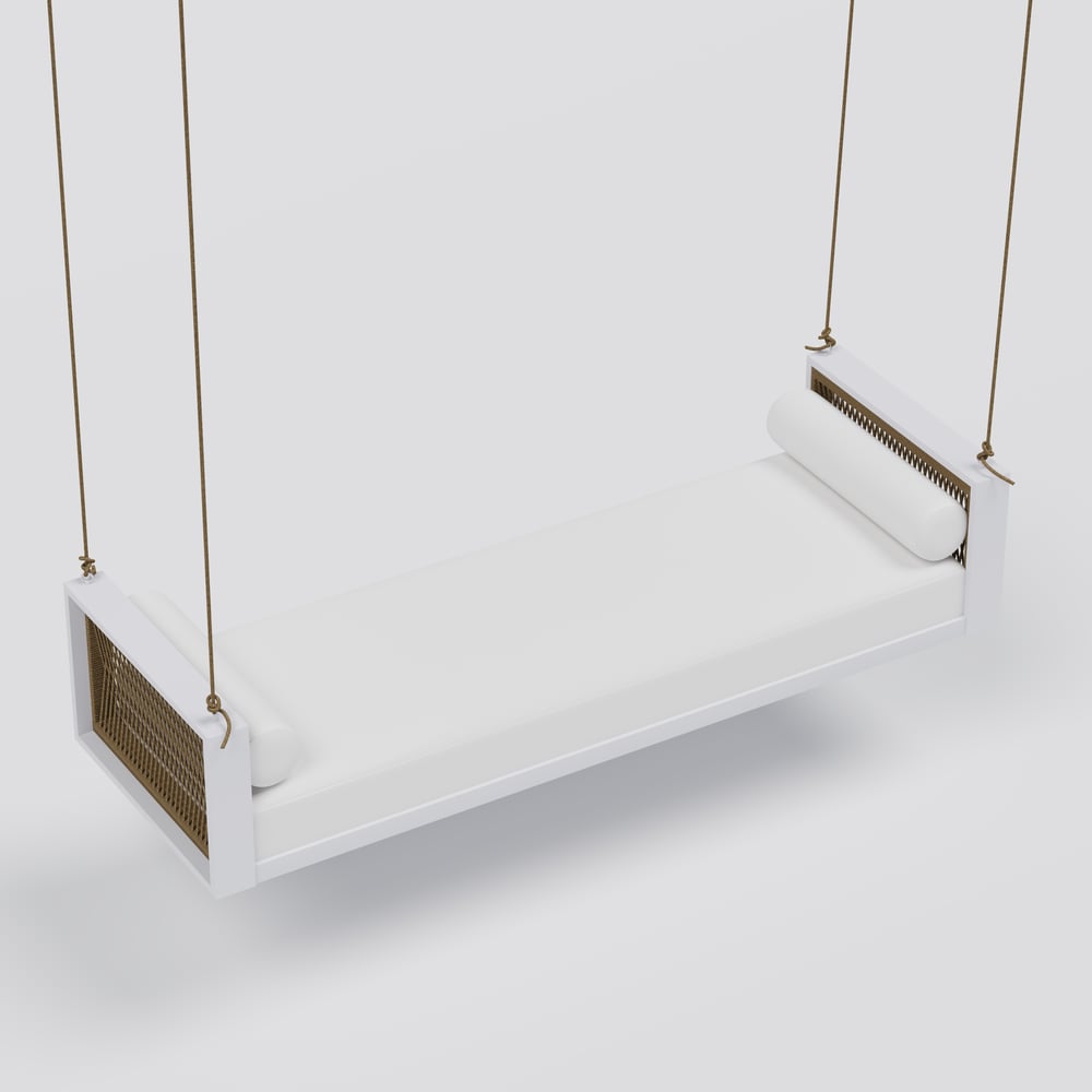 Espreguiçadeira giratória de jardim ao ar livre com almofada Imagem da janela