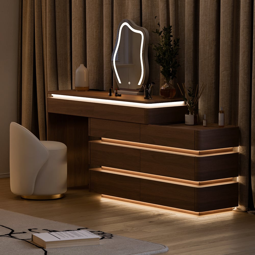 Lumio 1200mm Smart Makeup Vanity Retractable Dressing Table with Mirror & Lights window image