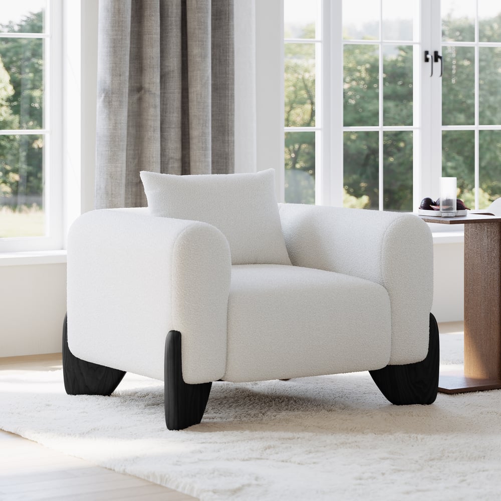 Curva Boucle Accent Chair with Wood Frame window image