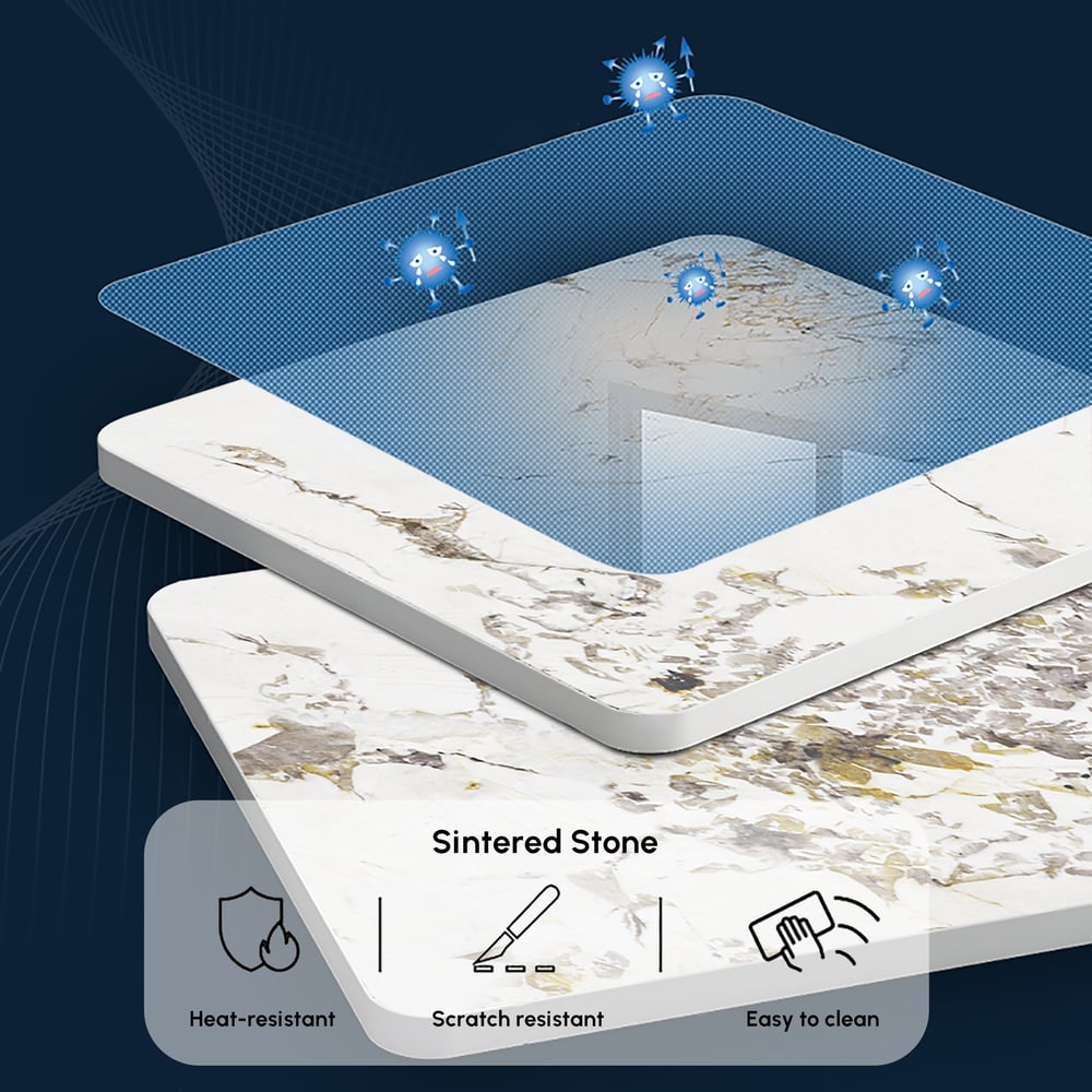 Conjunto de toucador de maquiagem com tampo de pedra sinterizada de vidro natural com espelho Imagem da janela