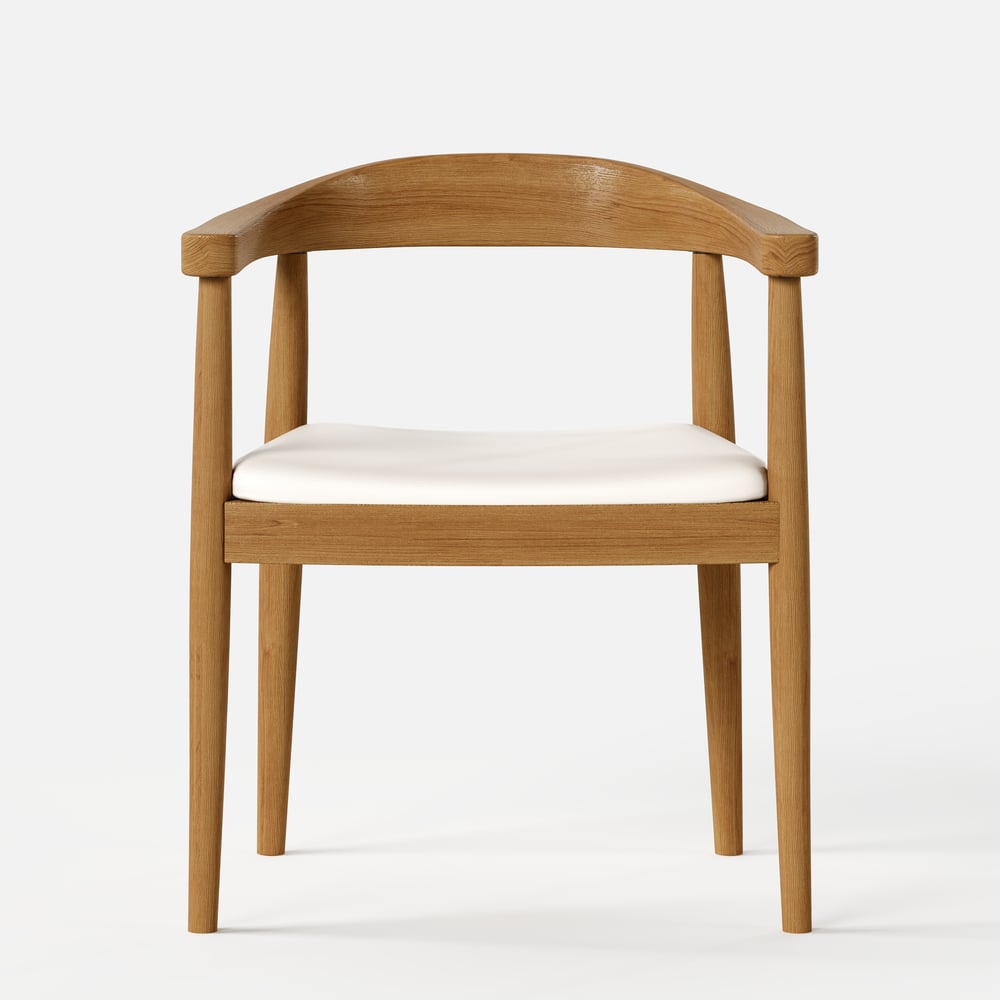 Acurv Modern Wood Dining Chair Black with Premium Faux Leather Upholstery White window image