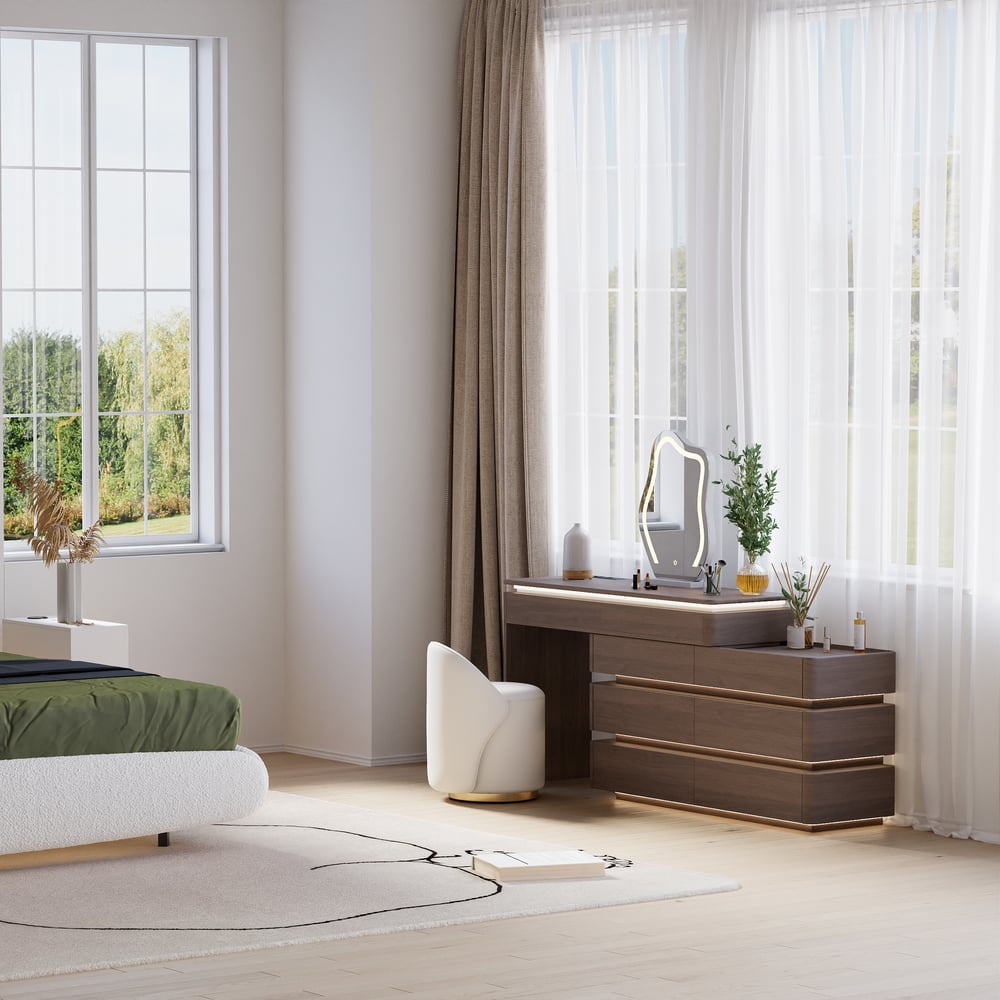 Lumio 47" Smart Makeup Vanity Set Retractable  Dressing Table with Mirror & Lights window image