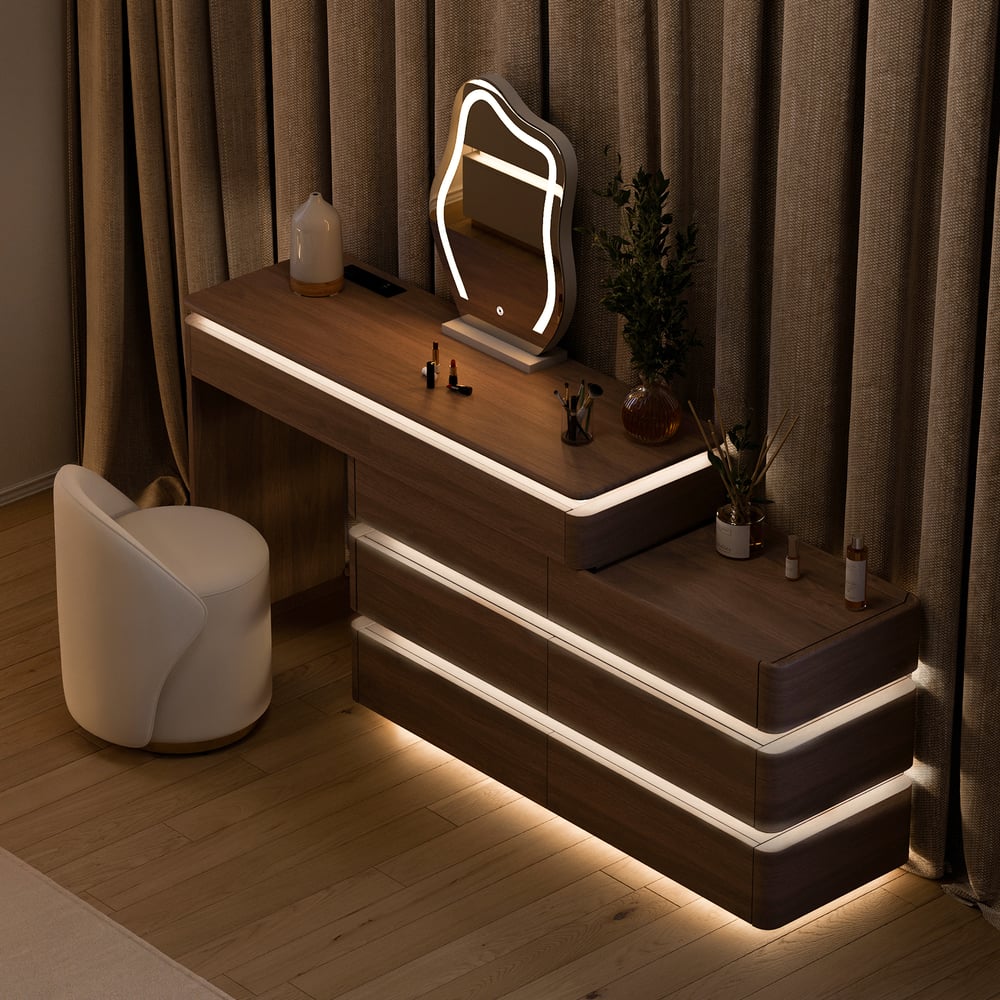 Lumio 1200mm Smart Makeup Vanity Retractable Dressing Table with Mirror & Lights window image