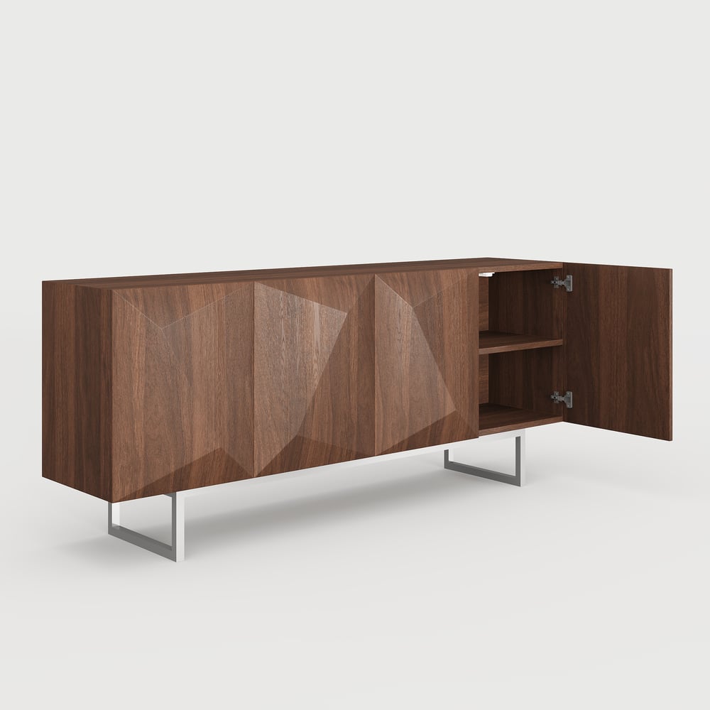 Armoire de cuisine moderne en noyer et argent de 1803 mm avec étagères réglables image de fenêtre