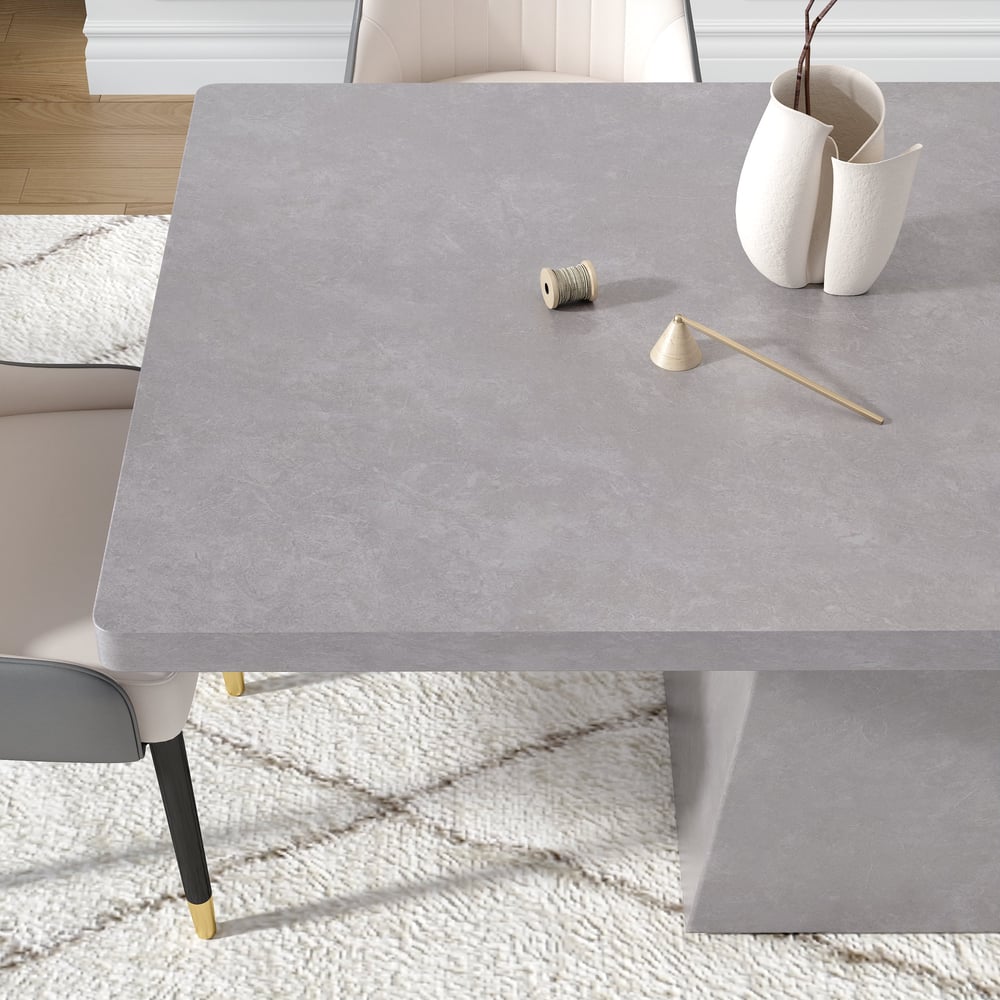 79" Modern Rectangular Gray Dining Table, Indoor/Outdoor, Seats 6-8 window image