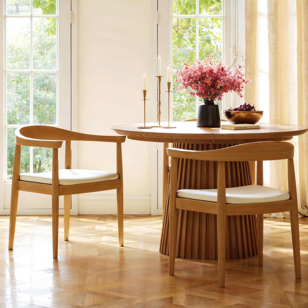 Acurv Modern Wood Dining Chair Black with Premium Faux Leather Upholstery White window image