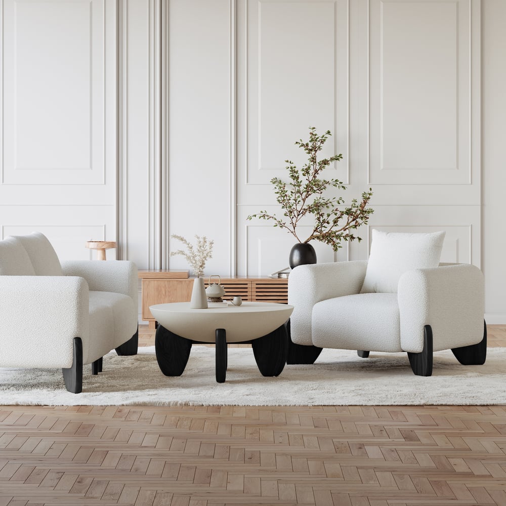 Curva Boucle Accent Chair with Wood Frame window image