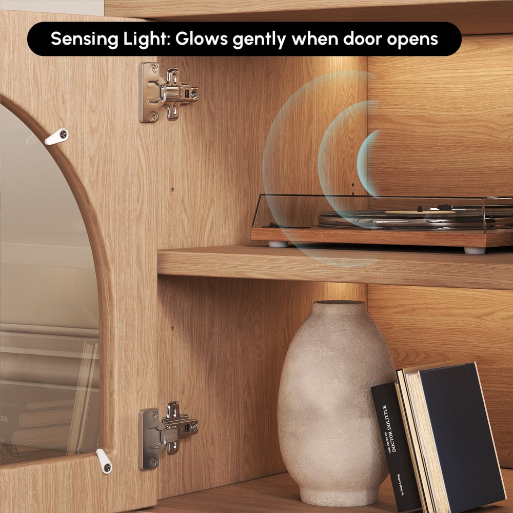 Arune 2030mm Arched Glass Doors TV Stand with Storage and LED window image