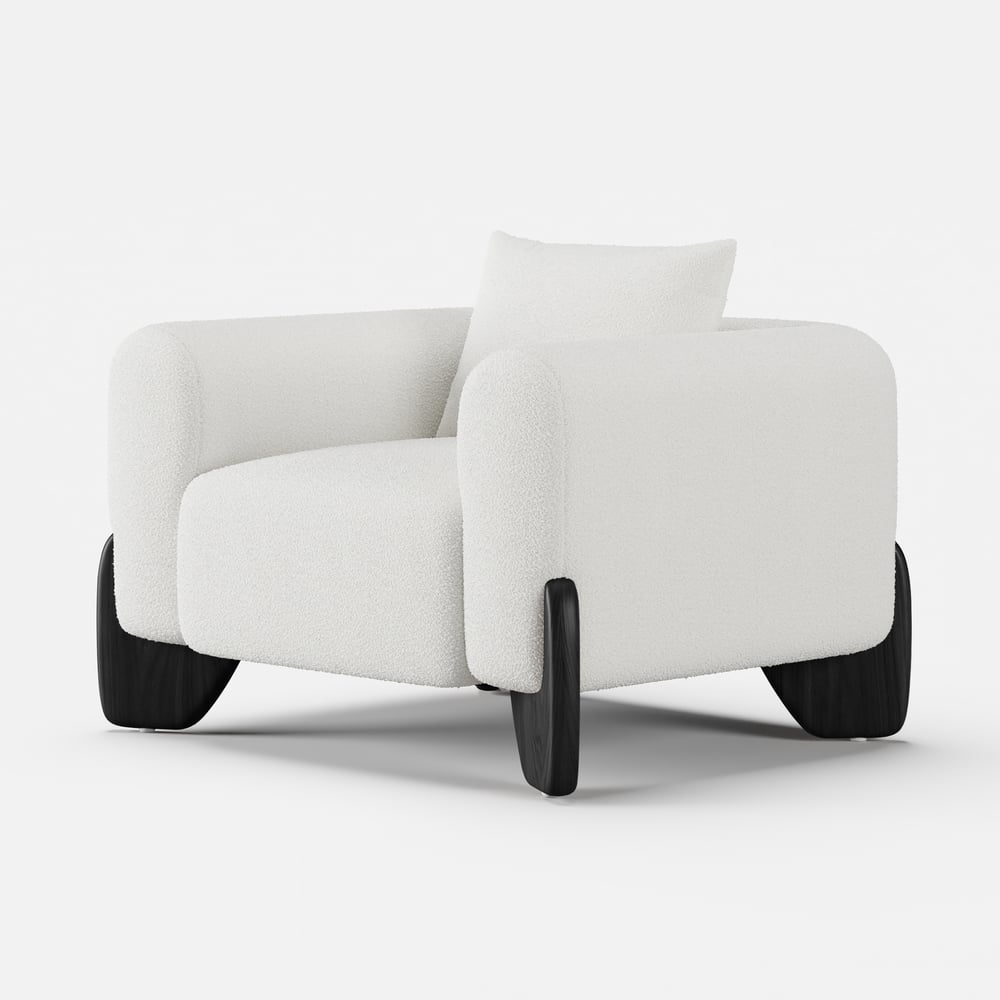 Curva Boucle Accent Chair with Wood Frame window image