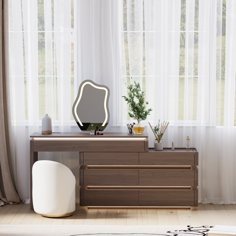 Lumio 47" Smart Makeup Vanity Set Retractable  Dressing Table with Mirror & Lights window image