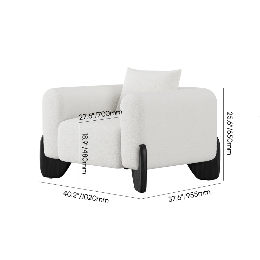 Curva Boucle Accent Chair with Wood Frame weights dimensions image