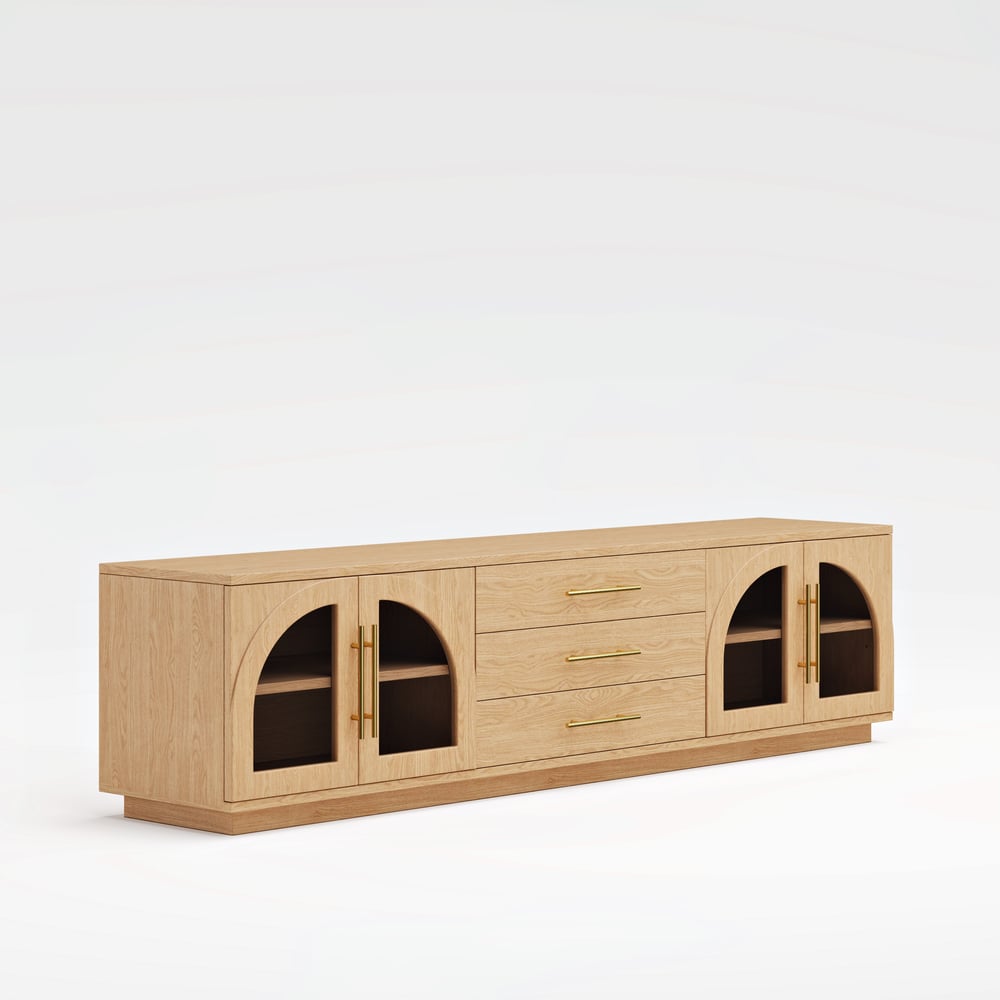 Arune 2030mm Arched Glass Doors TV Stand with Storage and LED window image