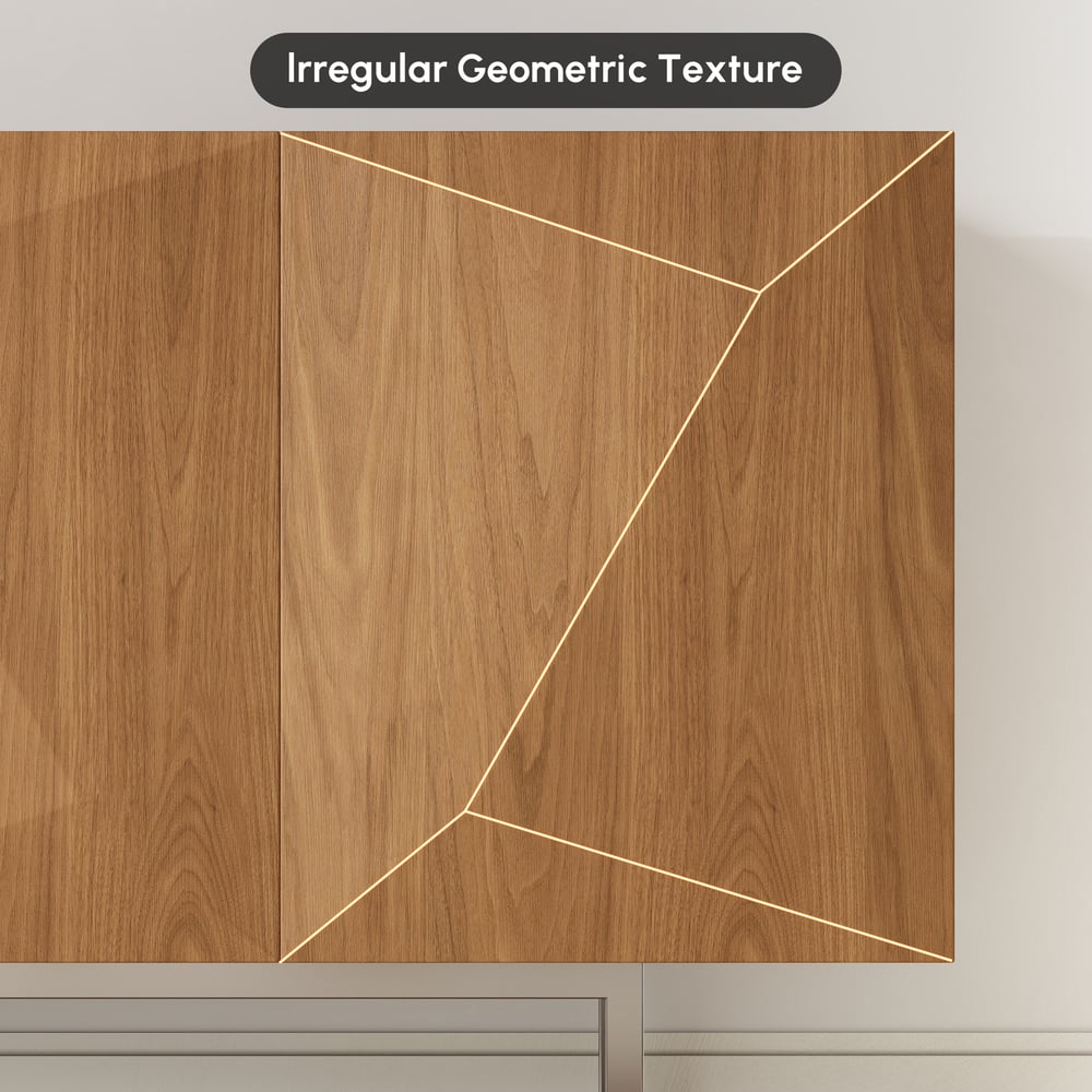 70.9" Modern Wood Sideboard and Buffets White with 4 Doors Adjustable Shelves window image