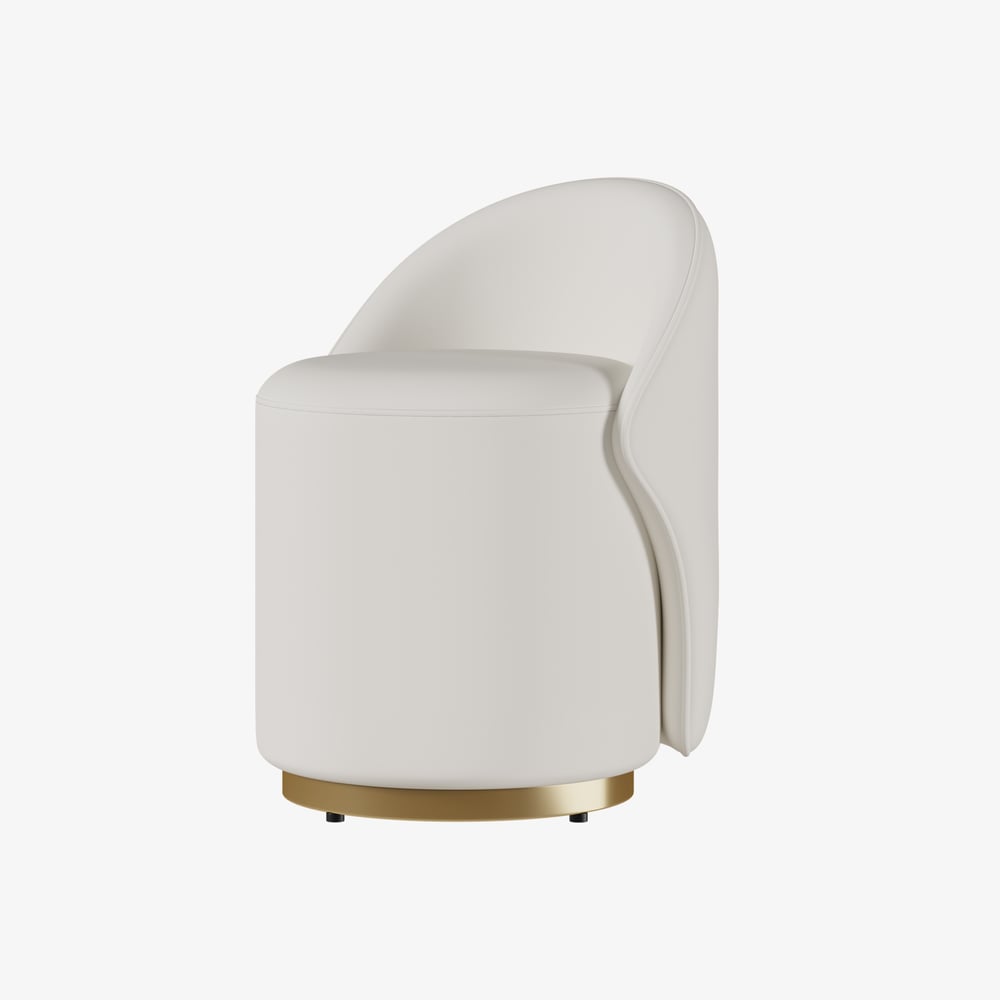 Leather Round Makeup Vanity Stool with Back Accent Chair window image