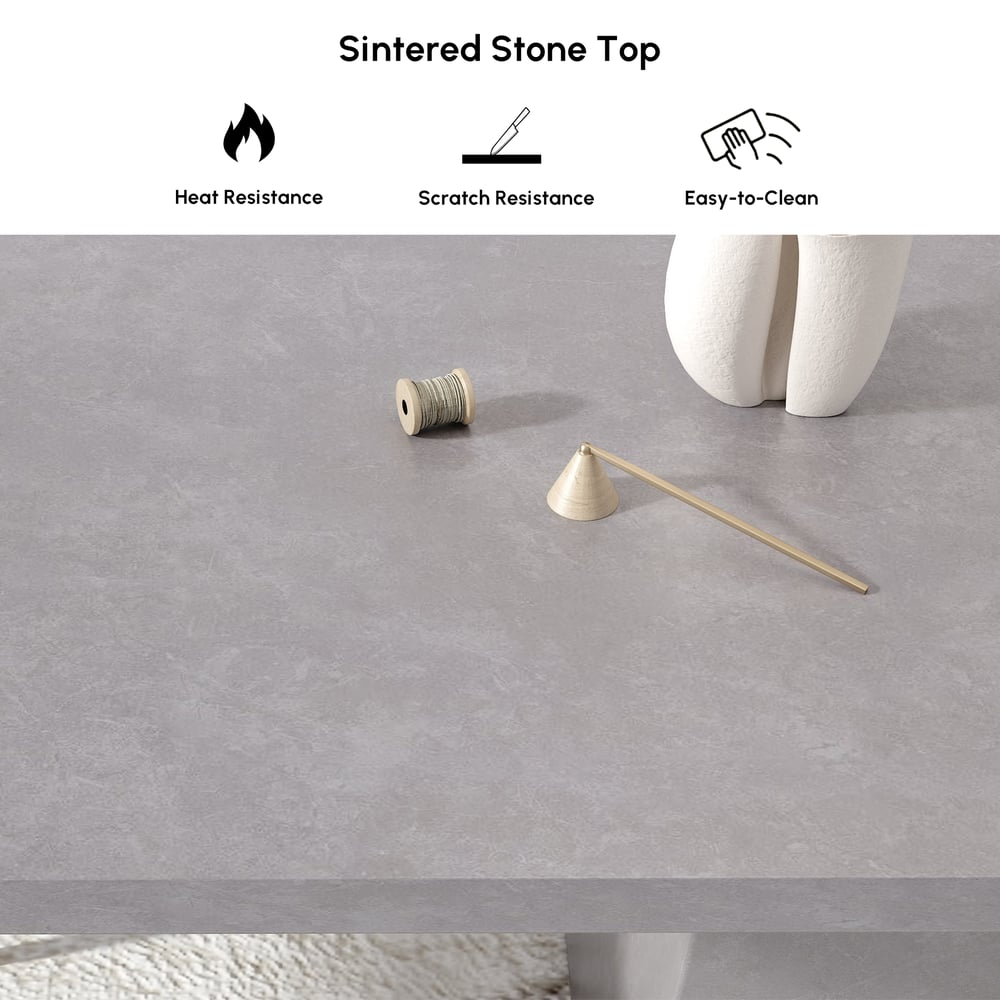 79" Modern Rectangular Gray Dining Table, Indoor/Outdoor, Seats 6-8 window image