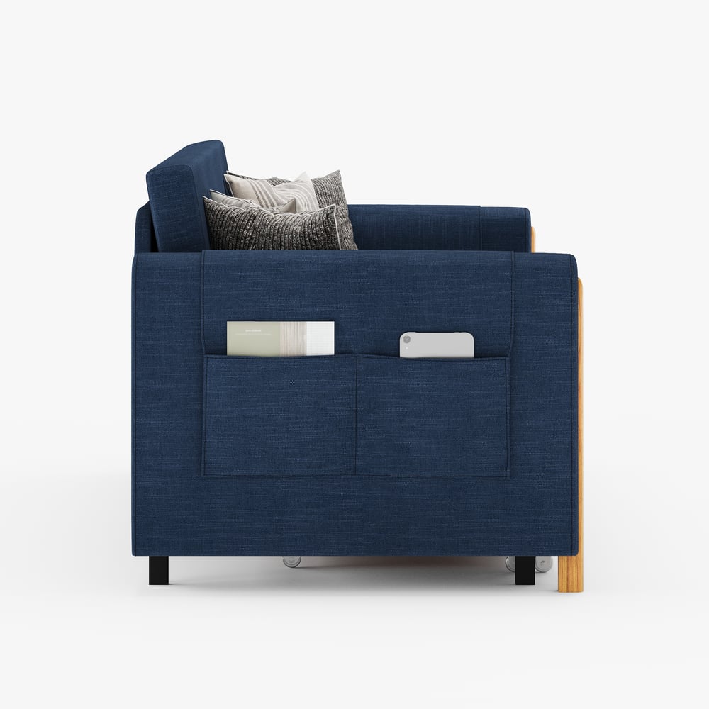 82" Queen 3-Seater Linen Convertible Sleeper Sofa window image