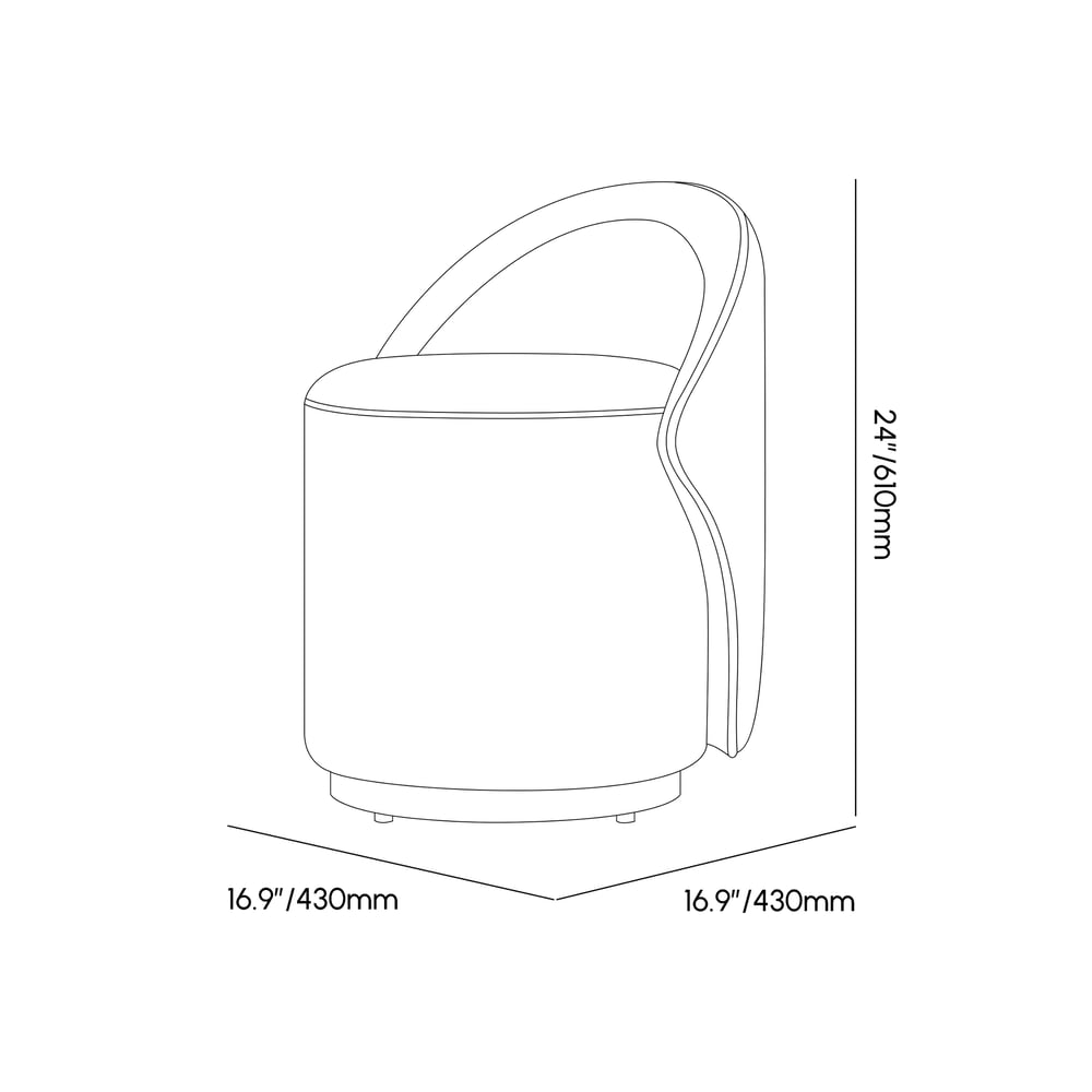 Leather Round Makeup Vanity Stool with Back Accent Chair weights dimensions image