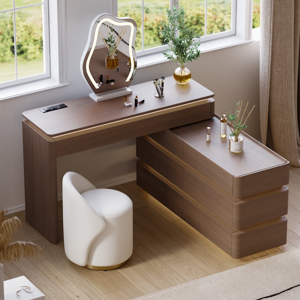 Lumio 1200mm Smart Makeup Vanity Retractable Dressing Table with Mirror & Lights window image