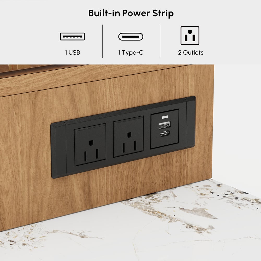 Natural Glass Sintered Stone Top Makeup Vanity Set with Mirror window image