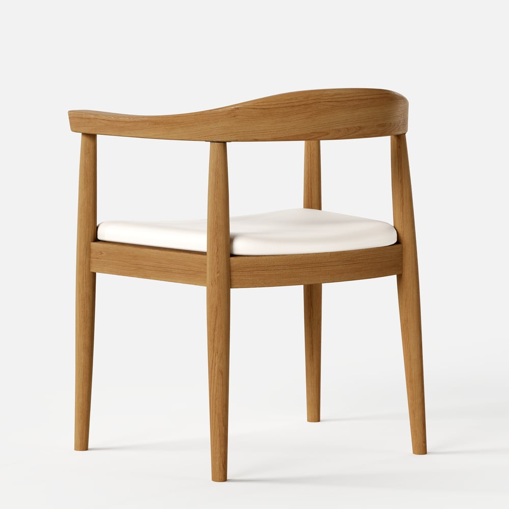 Acurv Modern Wood Dining Chair Black with Premium Faux Leather Upholstery White window image