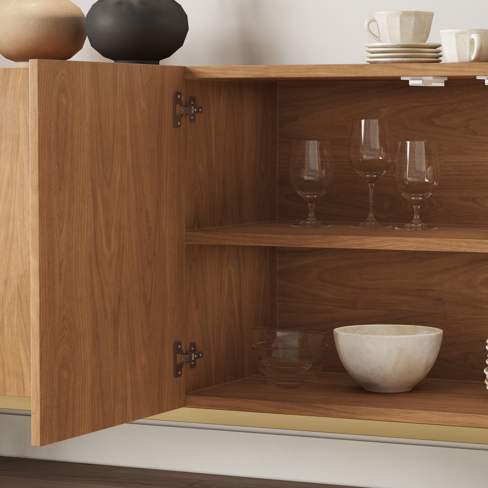 Armoire de cuisine moderne naturelle et jaune de 1800 mm avec étagères réglables image de fenêtre