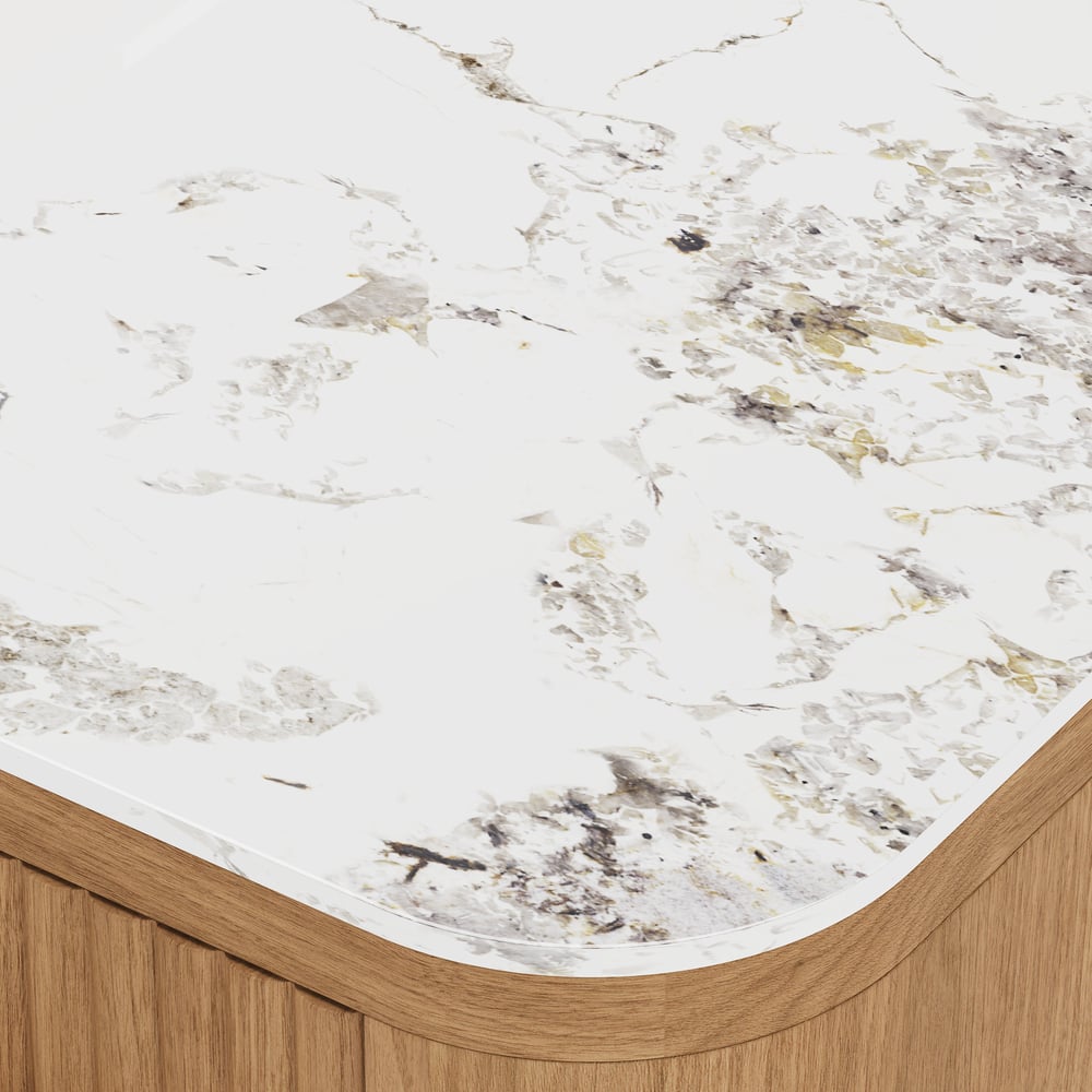 Conjunto de toucador de maquiagem com tampo de pedra sinterizada de vidro natural com espelho Imagem da janela