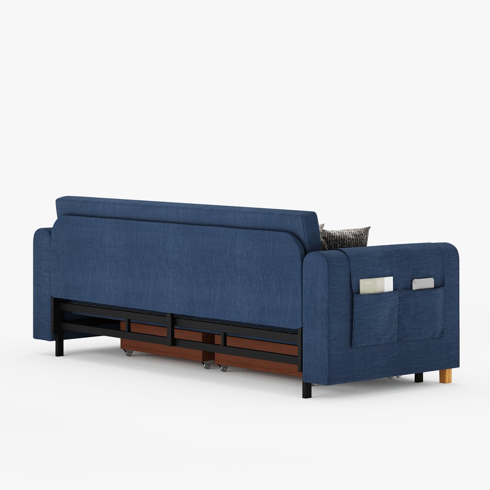 82" Queen 3-Seater Linen Convertible Sleeper Sofa window image